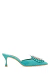 Manolo Blahnik Turquoise Suede Shogmu Mules In Blue