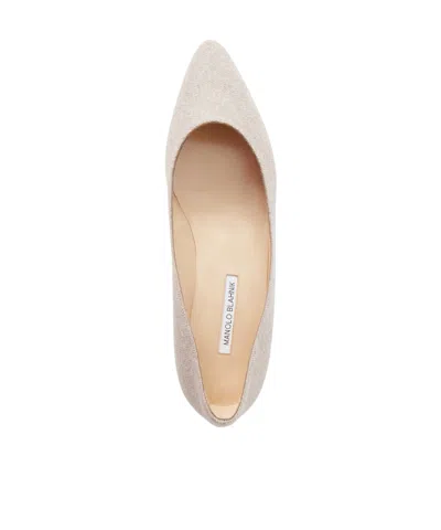Manolo Blahnik Tweed Ballerina Flats In Neutral