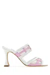 Manolo Blahnik Avespamu 90 Mesh-trimmed Two-tone Patent-leather Mules