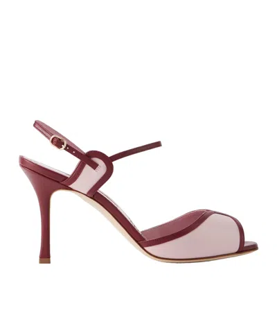 Manolo Blahnik Todda 90 Two-tone Leather Sandals In Pink