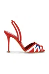 Manolo Blahnik Slingback Patterned Heeled Sandals In Multi