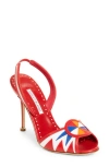 Manolo Blahnik Slingback Patterned Heeled Sandals In Multi