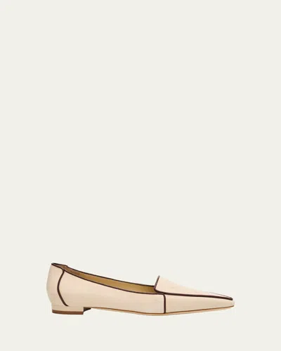 Manolo Blahnik Uriola Contrast Piping Suede Loafers In Neutral