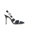 Manolo Blahnik Uxra 105 Pumps In Blue