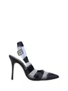 Manolo Blahnik Uxra 105 Patent-leather And Pvc Slingback Pumps In Navy
