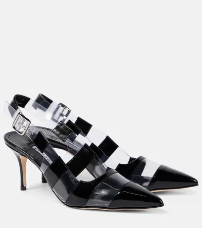 Manolo Blahnik Uxra Patent Leather And Pvc Slingback Pumps In Multi