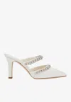 Manolo Blahnik Vedadamu 90 Crystal-embellished Mules In Satin In Cream