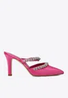 Manolo Blahnik Vedadamu 90 Satin Crystal Embellished Mules In Pink