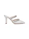Manolo Blahnik Vedadamu 90 Crystal-embellished Mules In Satin In Cream