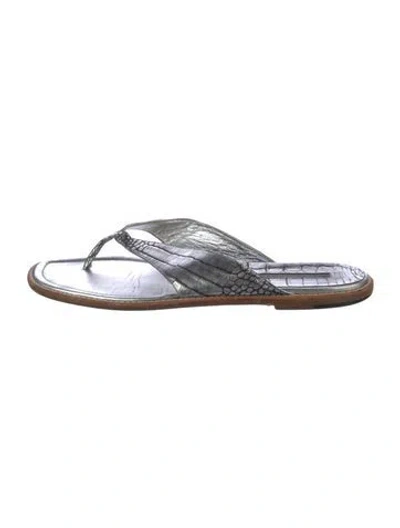 Pre-owned Manolo Blahnik Vegan Leather Slides In Multi