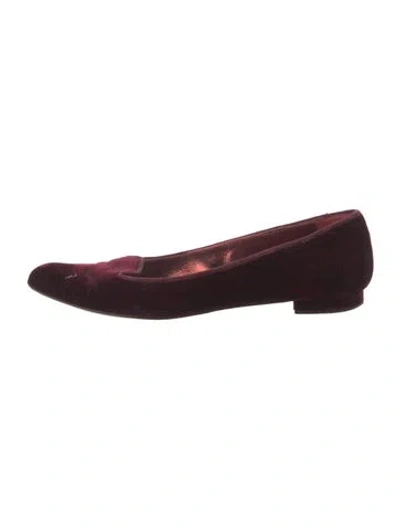Pre-owned Manolo Blahnik Velvet Ballet Flats In Purple
