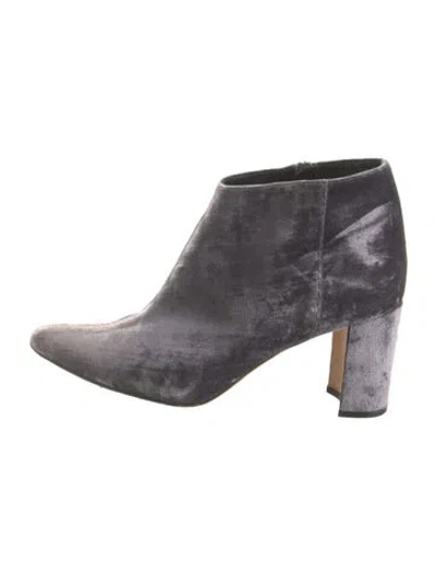 Pre-owned Manolo Blahnik Velvet Boots In Purple