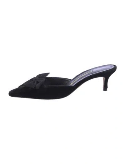 Pre-owned Manolo Blahnik Velvet Bow Accents Mules In Multi