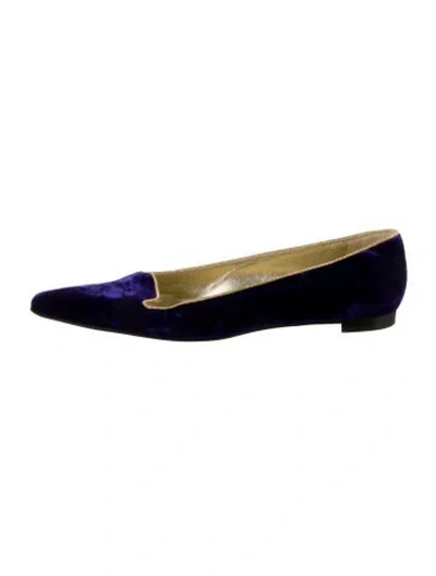 Pre-owned Manolo Blahnik Velvet Loafers In Blue