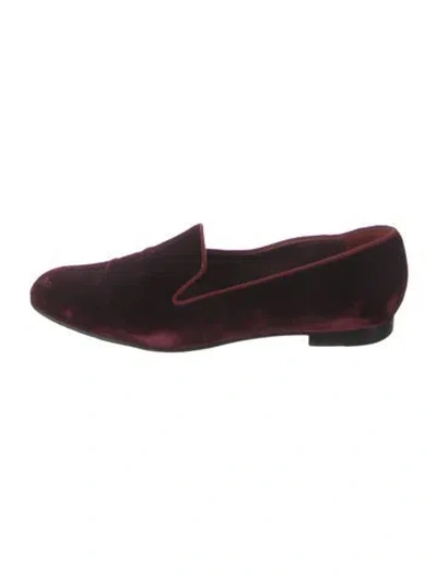 Pre-owned Manolo Blahnik Velvet Loafers In Red