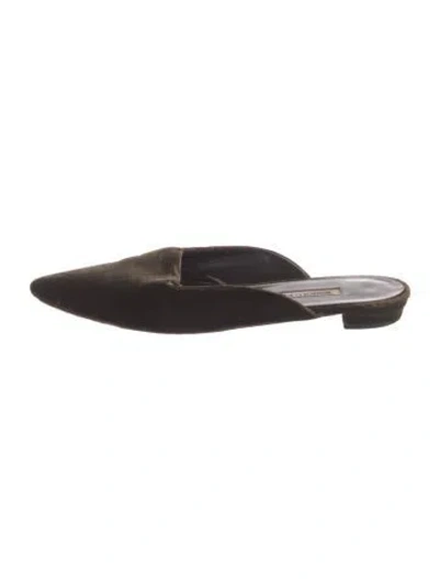 Pre-owned Manolo Blahnik Velvet Mules In Brown