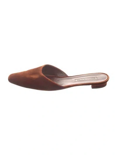 Pre-owned Manolo Blahnik Velvet Mules In Neutral