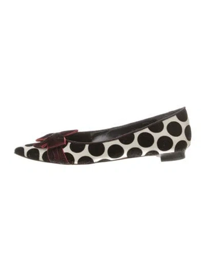 Pre-owned Manolo Blahnik Velvet Polka Dot Print Ballet Flats In Black