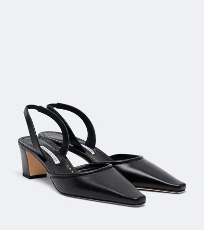 Manolo Blahnik Vendona Leather Slingback Pumps In Black