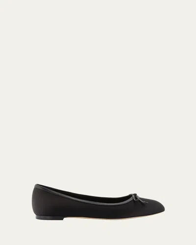 Manolo Blahnik Veralli Bow Ballerina Flats In Black