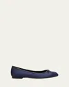 Manolo Blahnik Veralli Bow Ballerina Flats In Navy