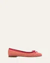 Manolo Blahnik Veralli Check Cotton Bow Ballerina Flats In Ypri906p/bred6208