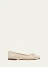 Manolo Blahnik Veralli Leather Bow Ballerina Flats In Lcrm1304