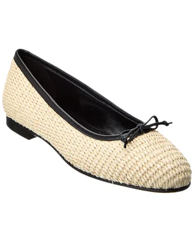 Manolo Blahnik Raffia Veralli Ballet Flats With Cuir Sole In Neutral