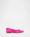 Manolo Blahnik Veralli Suede Bow Ballerina Flats In Pink