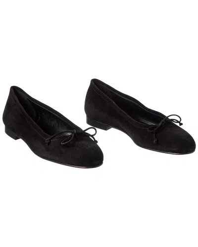 Manolo Blahnik Veralli Suede Flat (authentic Pre-loved) In Black