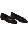 Manolo Blahnik Veralli Suede Bow Ballerina Flats In Black