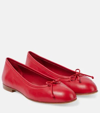 Manolo Blahnik Veralli Verona Leather Ballet Flats In Red