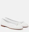 Manolo Blahnik Verallii Leather Ballet Flats In White