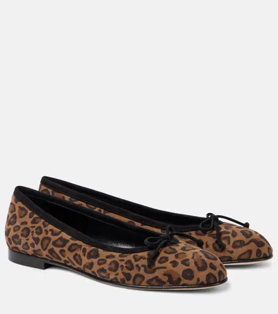 Manolo Blahnik Verallii Leopard-print Suede Ballet Flats In Multicoloured