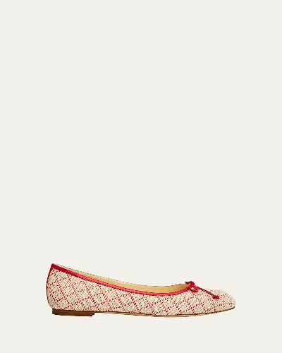 Manolo Blahnik Verallim Raffia Ballerina Flats In Gold
