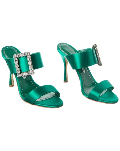 Manolo Blahnik Verda 105 Satin Sandal (authentic Pre-loved) In Green
