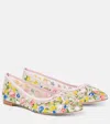 Manolo Blahnik Floral Mesh Bow Ballerina Flats In Pink
