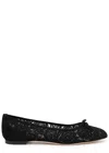Manolo Blahnik Verizzo Floral-embroidered Ballerina Shoes In Black