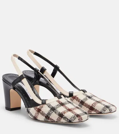 MANOLO BLAHNIK VESTAL CHECKED SLINGBACK PUMPS
