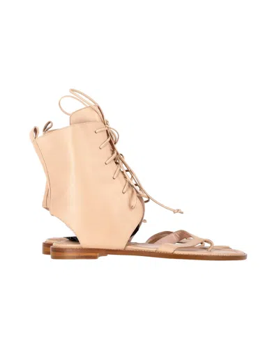 Manolo Blahnik Vestalpa Sandals In Beige Leather