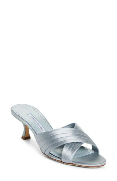 Manolo Blahnik Vieramul Slide Sandal In Blue