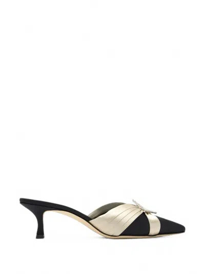 Manolo Blahnik Vieras Crystal-buckle Pleated Mules In Multi