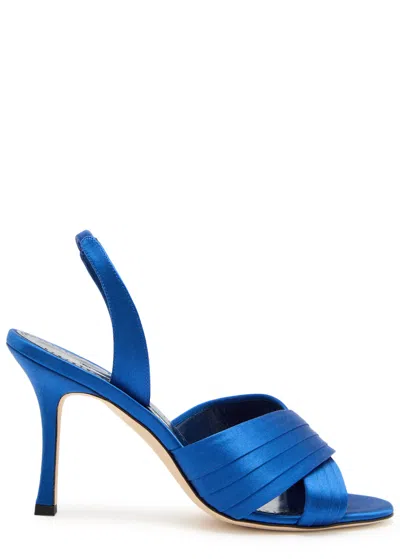 Manolo Blahnik Vierasan Pleated Crossover-strap Sandals In Multi