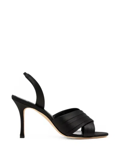 Manolo Blahnik Vierasan Crossover-strap Slingback Sandals In Black