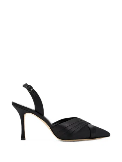 Manolo Blahnik Vieraslipla Crossover-strap Slingback Pumps In Black