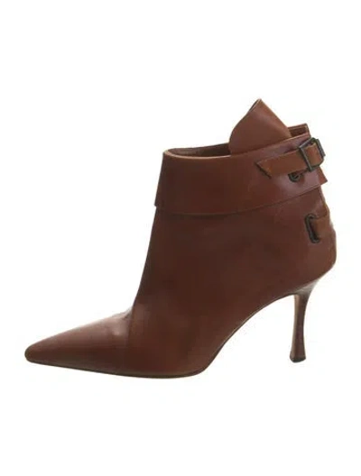 Pre-owned Manolo Blahnik Vintage Leather Boots In Brown