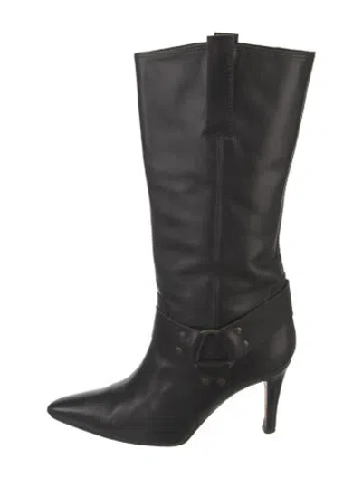 Pre-owned Manolo Blahnik Vintage Leather Riding Boots In Black