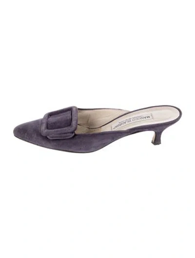 Pre-owned Manolo Blahnik Vintage Maysale Mules In Purple