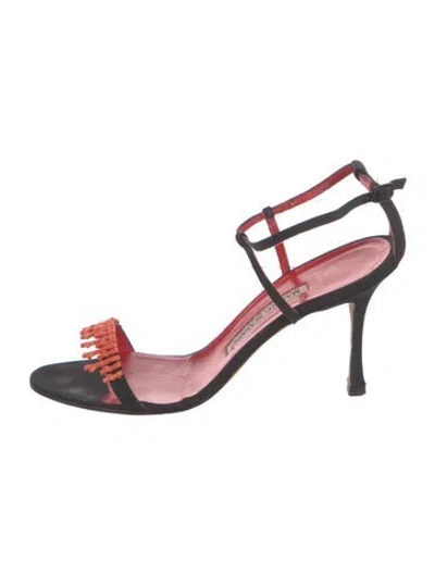 Pre-owned Manolo Blahnik Vintage Sandals In Black