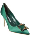 Manolo Blahnik Vitala 90 Satin Pump In Green